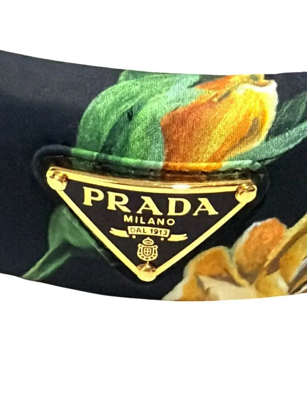 Prada $550 Floral Black Headband  New With Box
